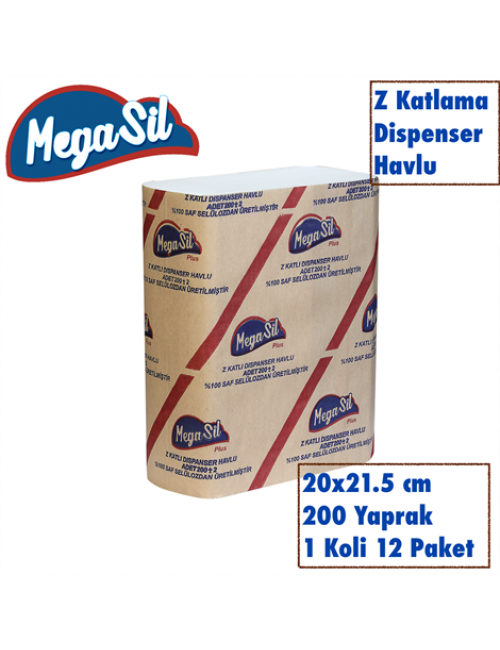 Megasil Z Kat Dispenser Havlu 200 yaprak 12'li